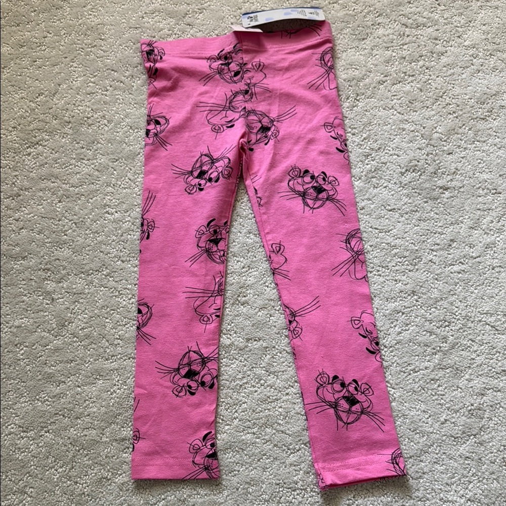 Pink Kids Leggings with Black Print